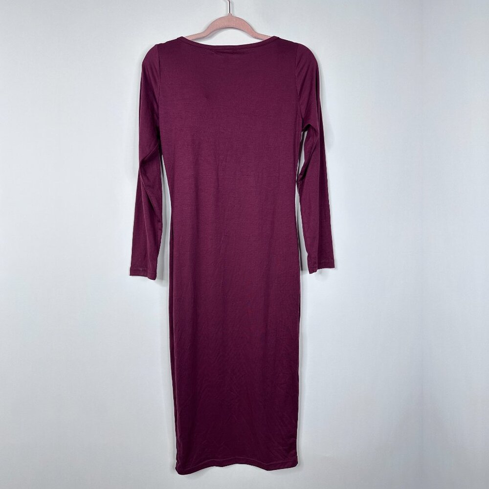 2/$30 NWT MIssguided Long Sleeve Square Neck Very Essential Midi Burgundy #A1602 - Picture 4 of 8